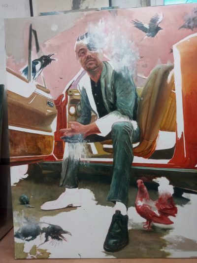 Boris Foscolo - Planète B - Waiting for G... -  Huile sur toile - Oil on canvas - 146 x 114 cm