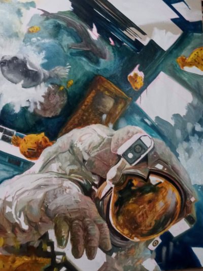 Série Planète B - WORK IN PROGRESS - Huile sur toile - Oil on canvas - 100 x 81 cm