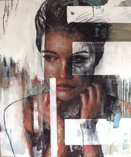 Boris Foscolo - Sans titre - Huile sur toile et fusain - Oil on canvas and charcoal - 100 x 80 cm