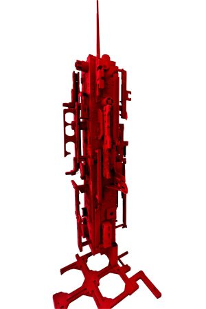 Sans Titre, 2017 Composition sur bois, assemblage, pigments projetés. 100 x 35 x 32 cm V2